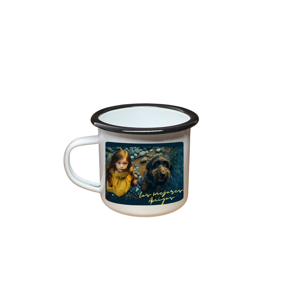 Mug Peltre Blanco - Borde Negro