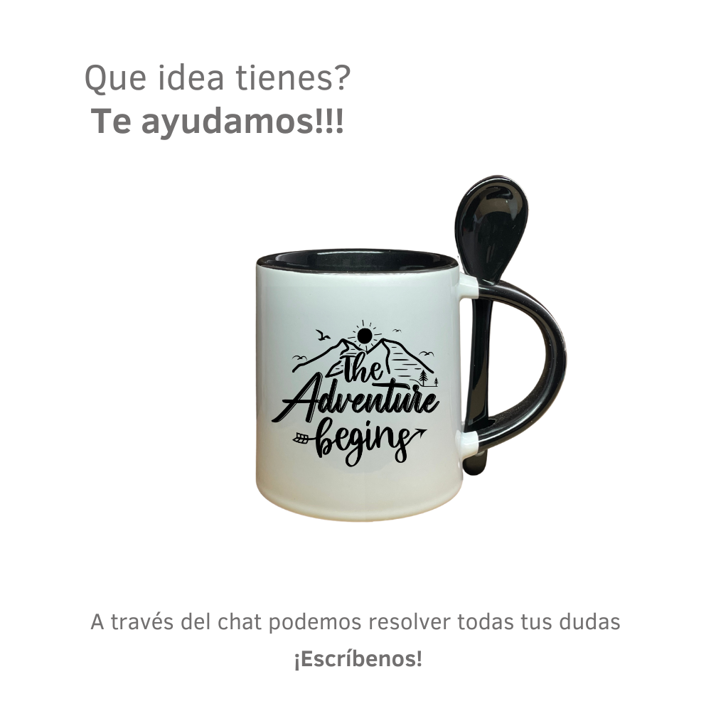 Mug Color Negro con Cuchara