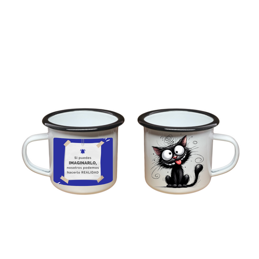 Mug Peltre Blanco - Borde Negro