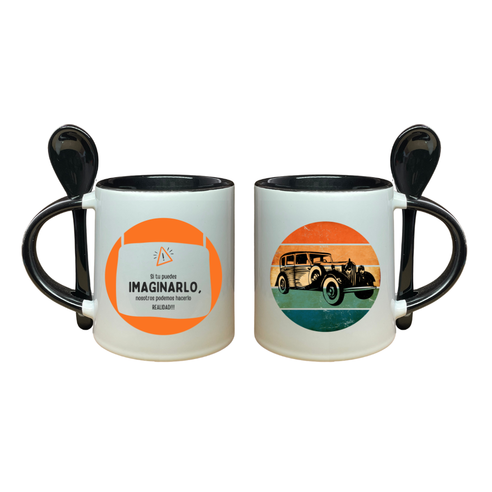 Mug Color Negro con Cuchara
