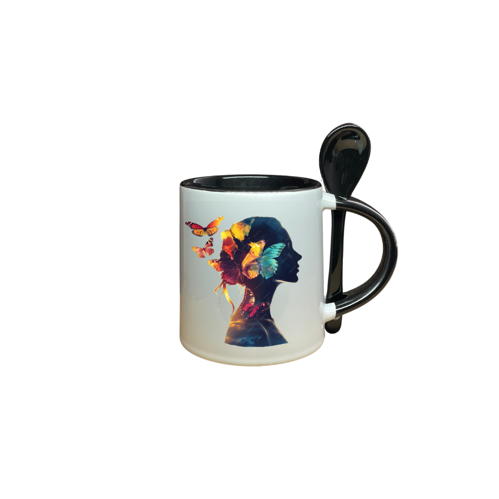 Mug Color Negro con Cuchara