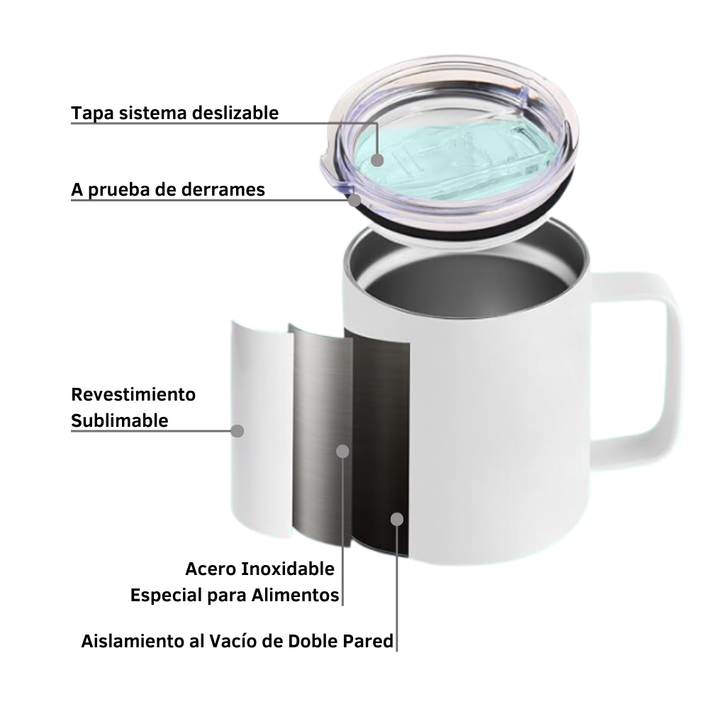 Mug Acero Inoxidable con Tapa