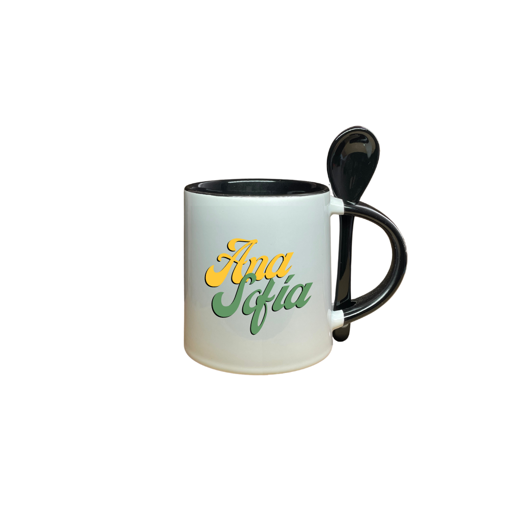 Mug Color Negro con Cuchara